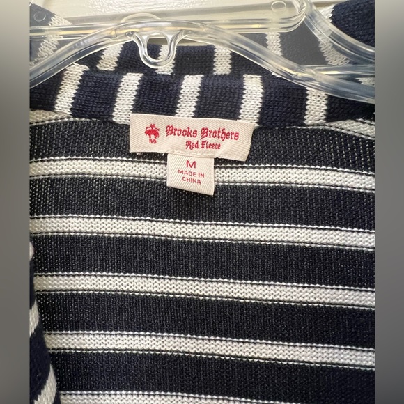BROOKS BROTHERS Navy Blue White Nautical Boat Anchor Sweater Jacket~M - Picture 4 of 6